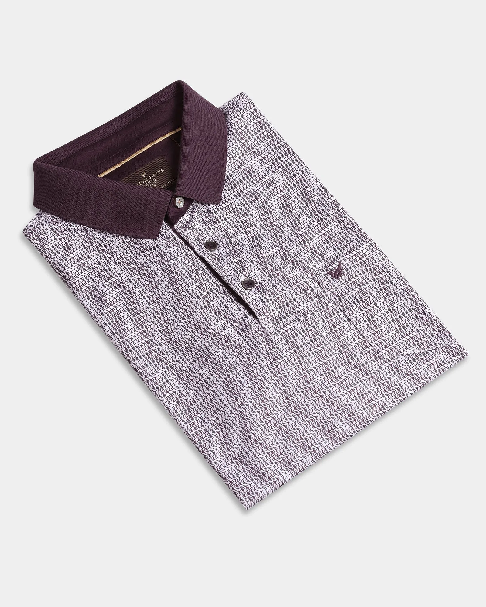 Comfortable Style Cozy Look Dark Purple Printed Polo - Zap