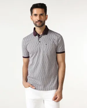 Luxe Apparel Dark Purple Printed Polo - Zap