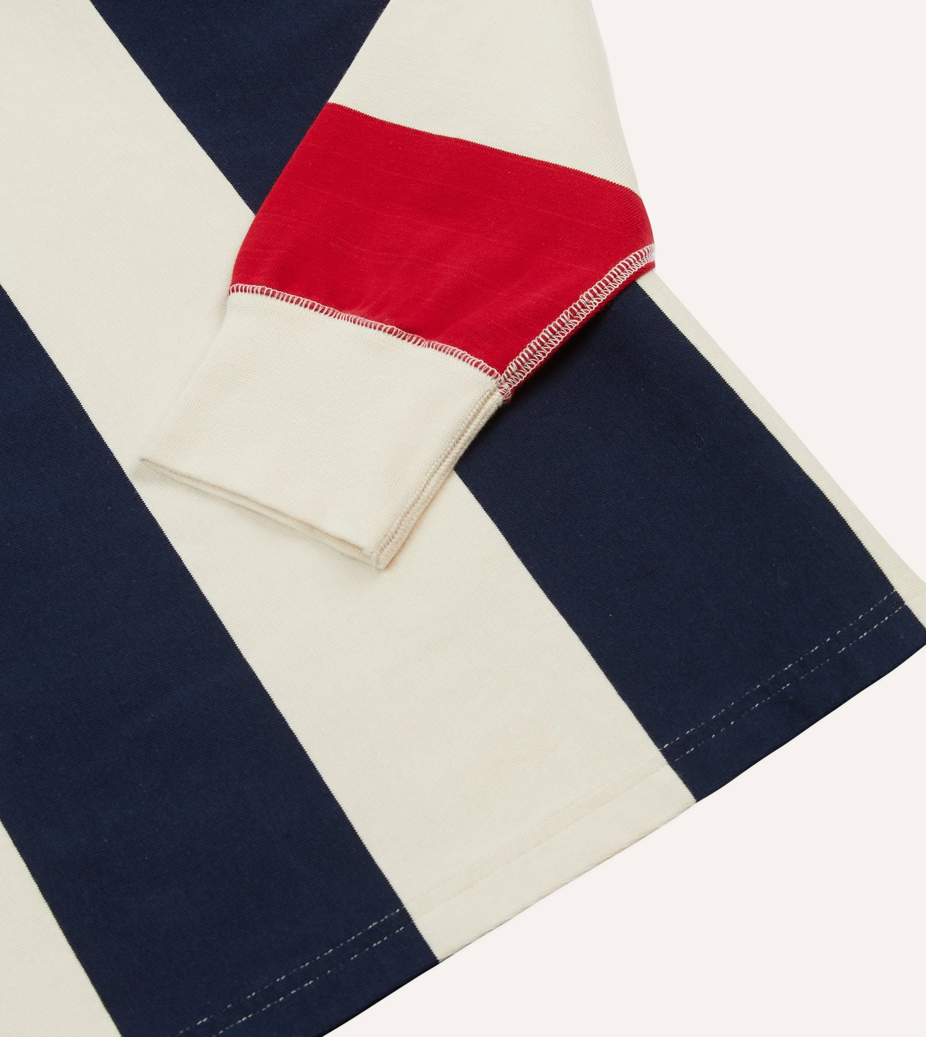 Subtle patterns Navy, Red and Ecru Vertical Block Stripe Cotton Rugby Shirt
