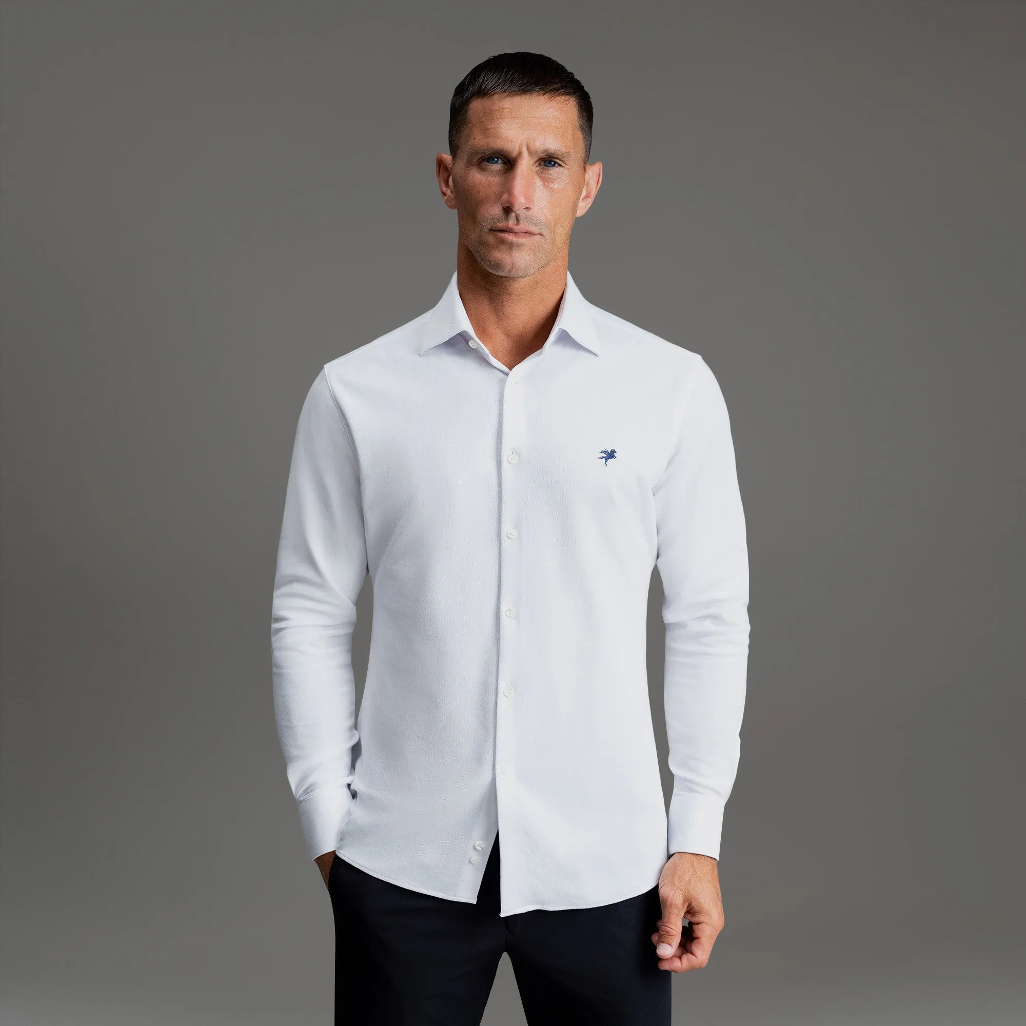 Pre Shrunk Cotton Blend Stretch Oxford Spread Shirt