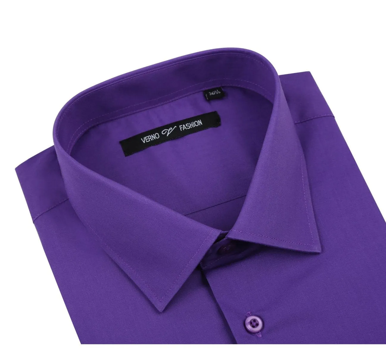 Indoor Comfort Seamless Shoulder VERNO Lilac Classic/Regular Fit Long Sleeve Spread Collar Dress Shirt TC640