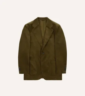 Utility Pockets Outdoor Ready Olive Green Mid-Wale Cotton Corduroy Tailored?Jacket