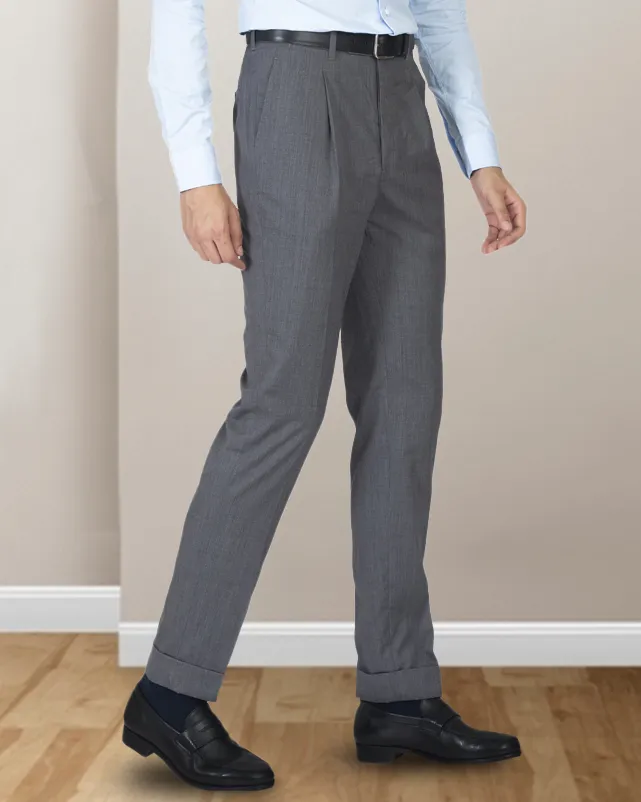 EZS Washable Wool Pants: Plain Mid Grey Core Support No Fuss Fit