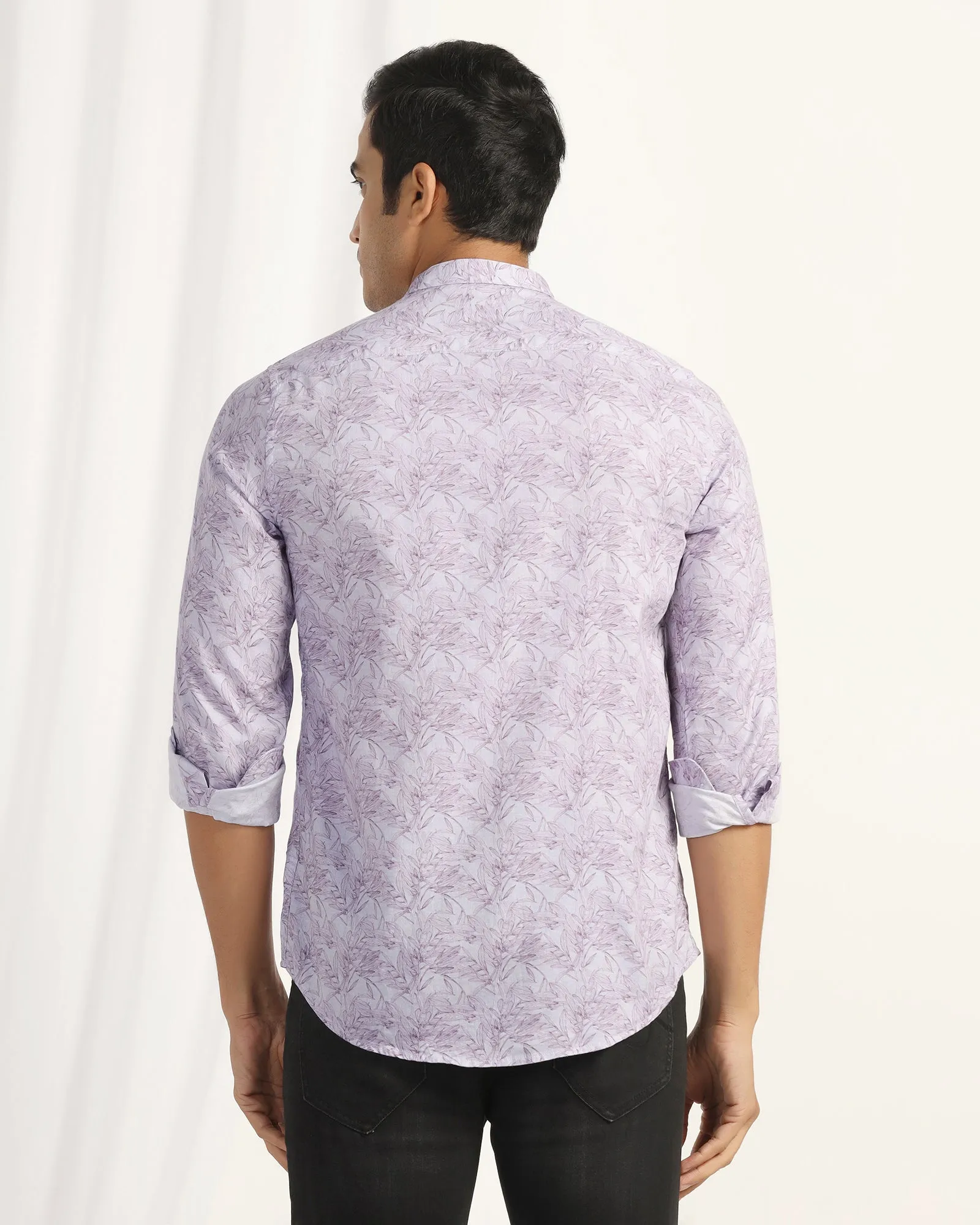 Casual Grey Printed Shirt - Tanli Tailored Fit Anti Pilling Finish
