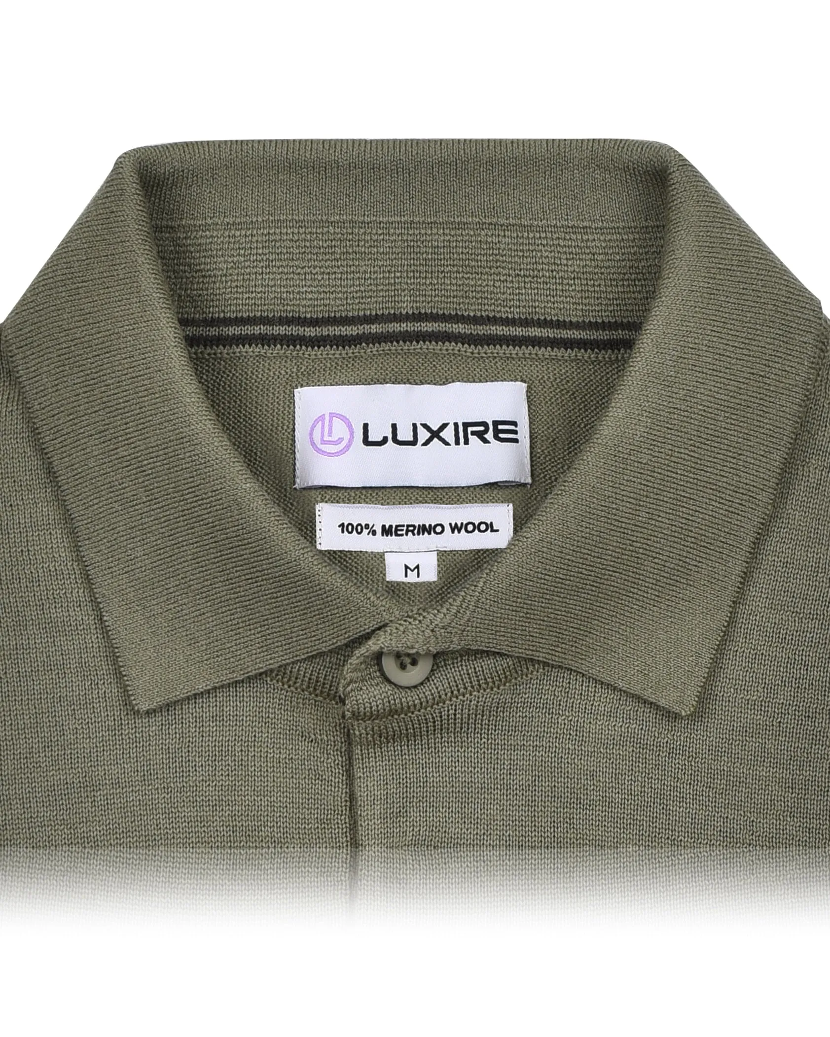 Smart Design EZS Merino Wool Pale Olive  Long Sleeve Polo