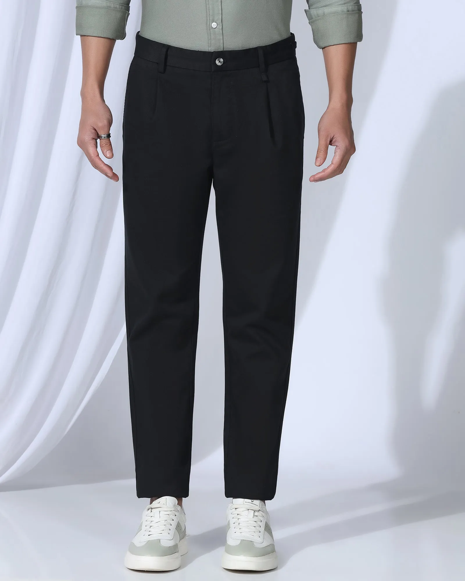 Easy Match Durable Comfort Sneaker Fit Casual Black Solid Khakis - Hudson