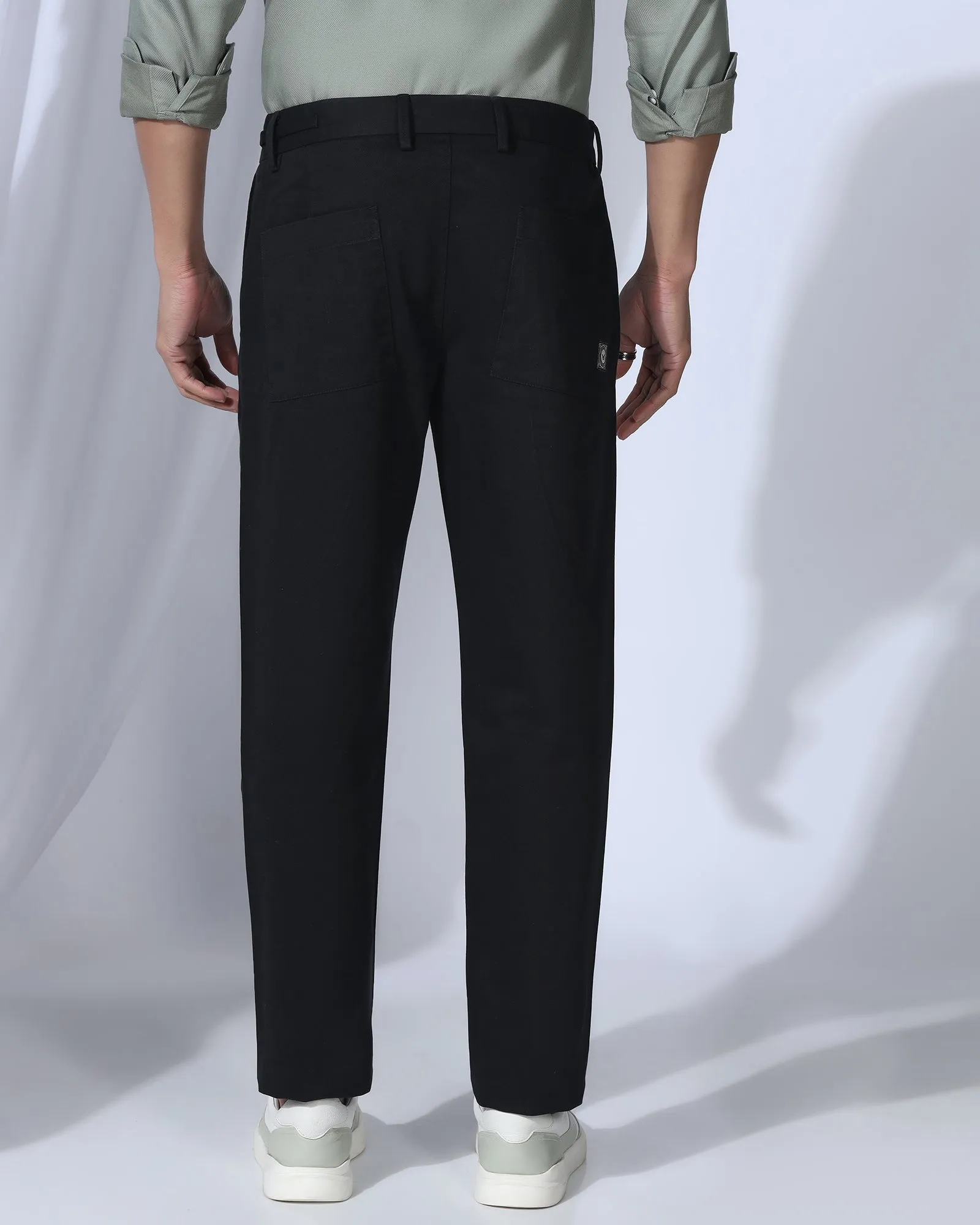 Sneaker Fit Casual Black Solid Khakis - Hudson Timeless Wear Flexible Performance