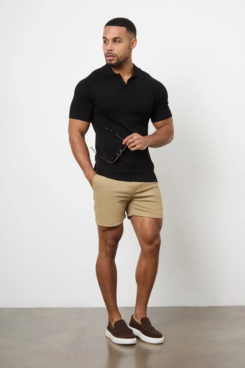 Athletic Fit Chino Shorts 5" in Dark Sand Non Cling Material