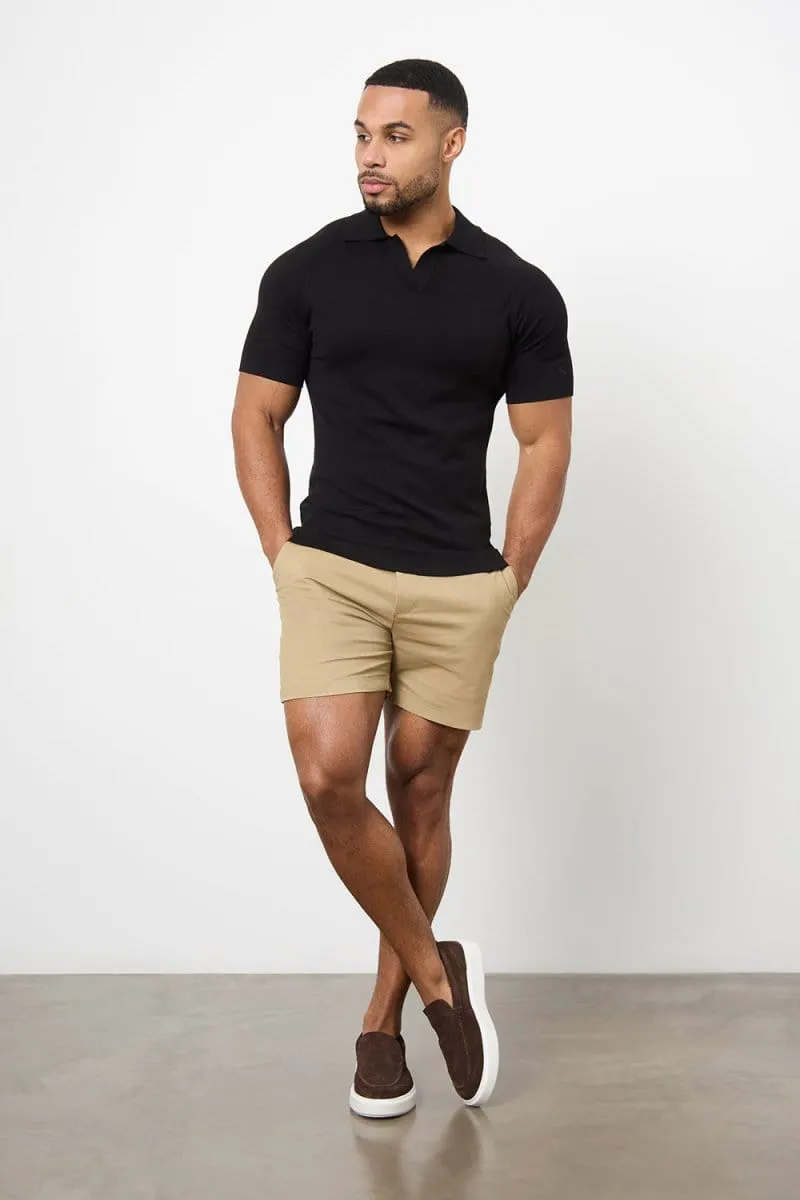 Athletic Fit Chino Shorts 5" in Dark Sand denim alternative