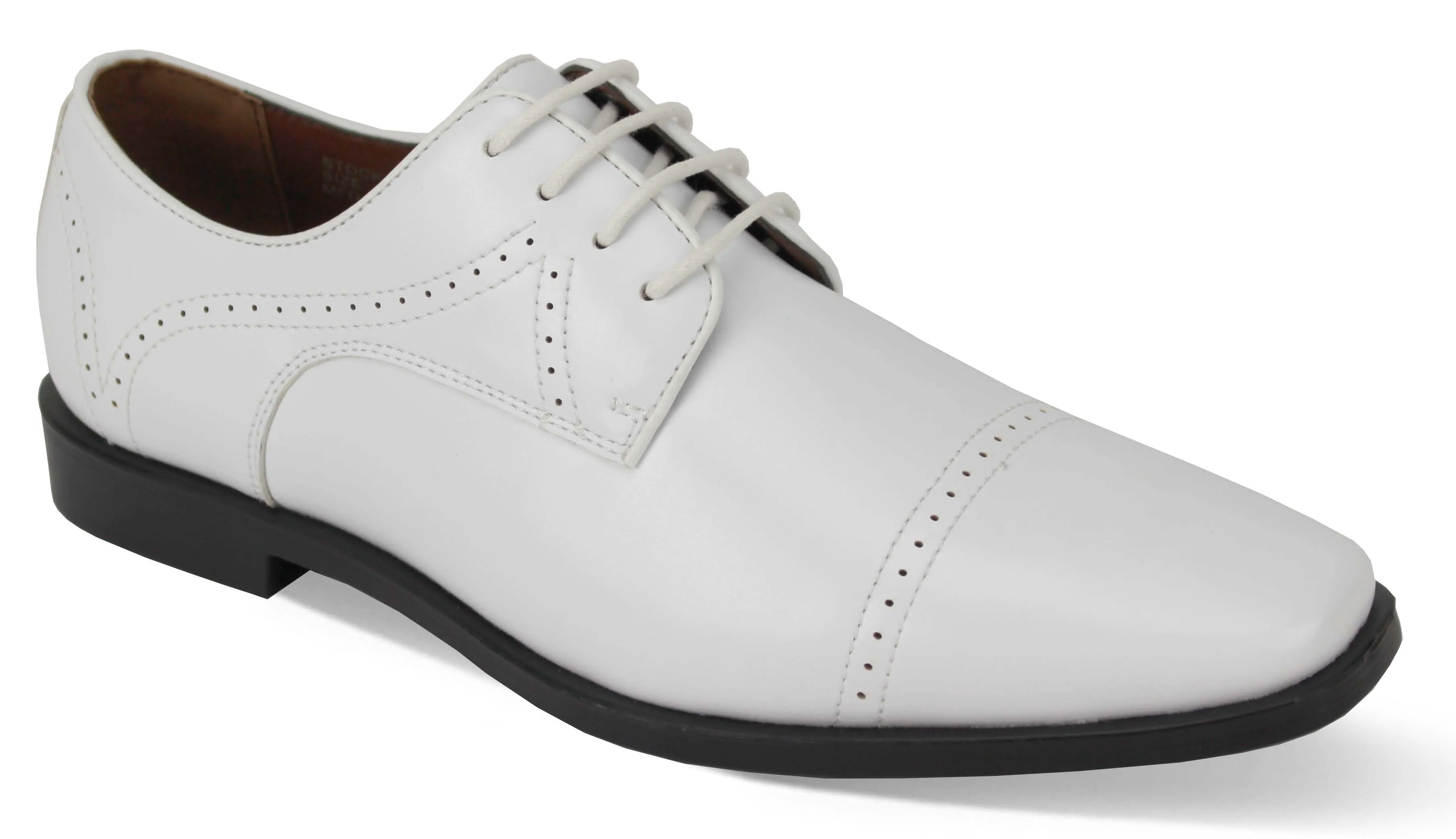 Breathable Airflow Channels Decadawn Collection: Men's White Lace Up Cap Toe Shoes - Medium and Wide