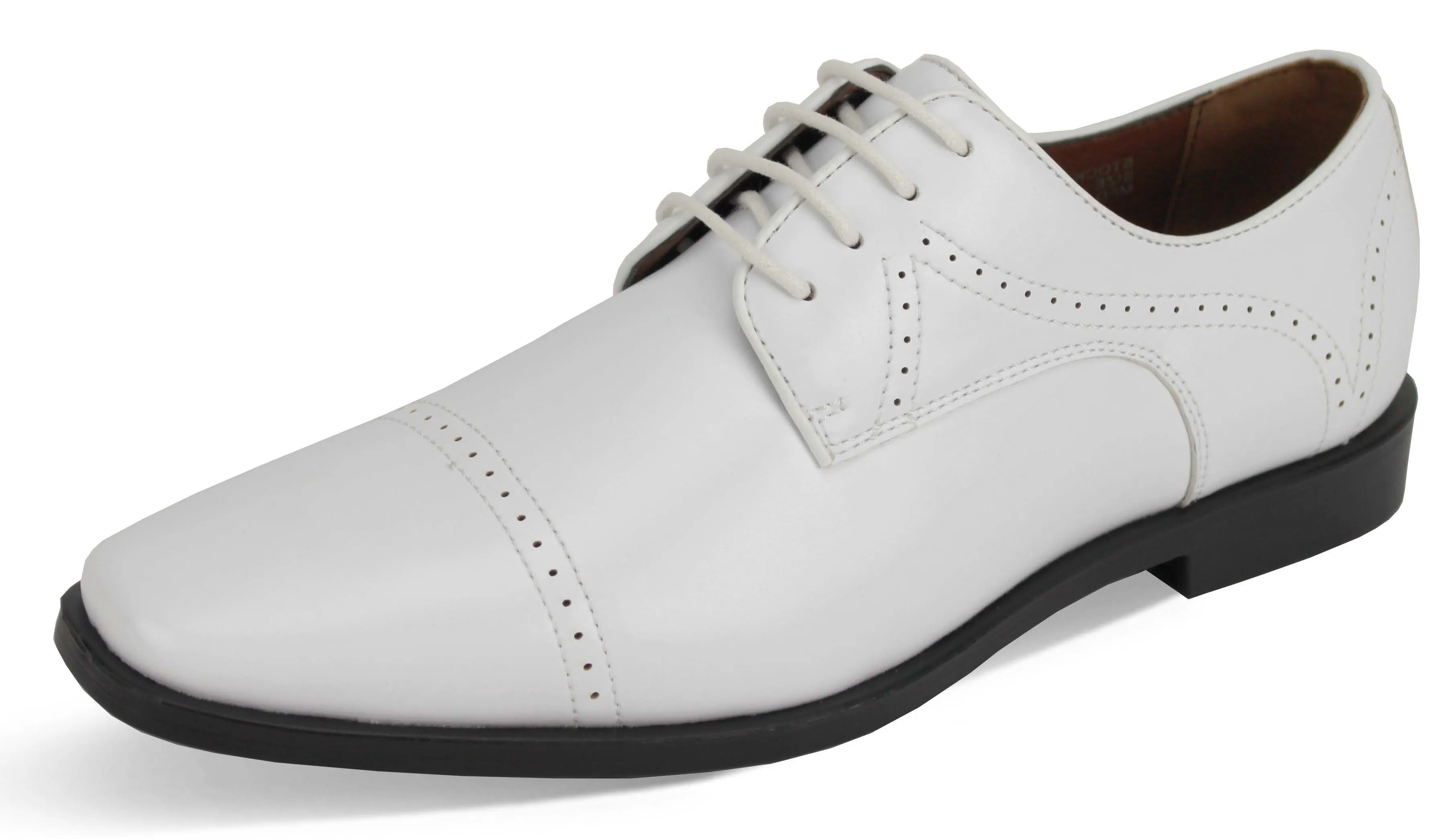 Decadawn Collection: Men's White Lace Up Cap Toe Shoes - Medium and Wide All Day Road Trip