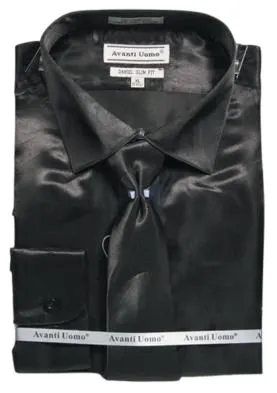 Seasonal Trend AVANTI UOMO SATIN SLIM FIT W/ TIE DNS06 BLACK