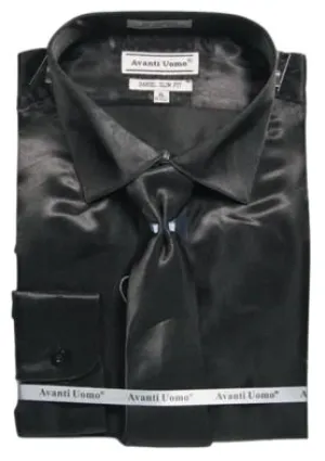 Seasonal Trend AVANTI UOMO SATIN SLIM FIT W/ TIE DNS06 BLACK