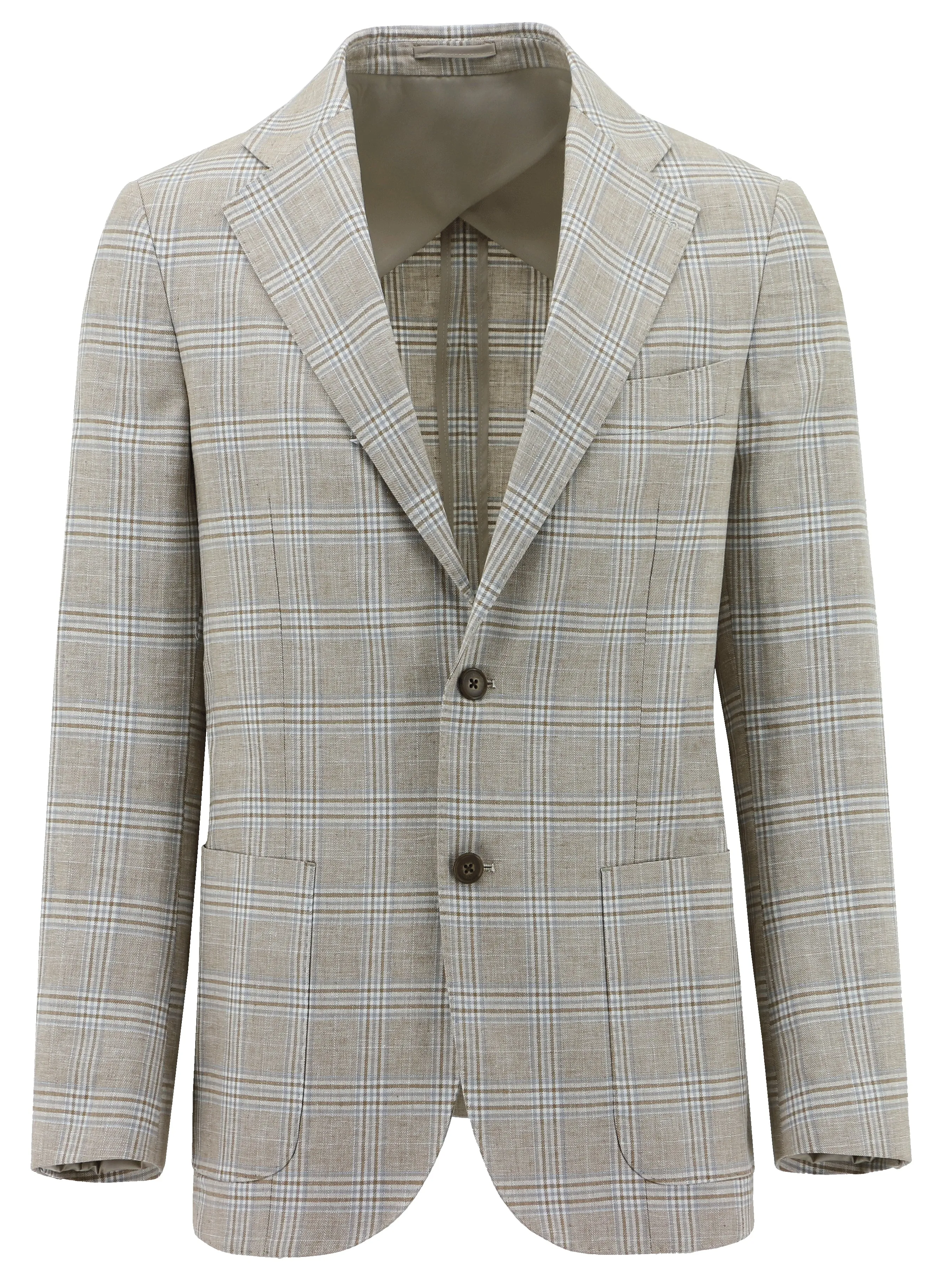 Zippered Pockets Genoa Beige Checked Sports Jacket