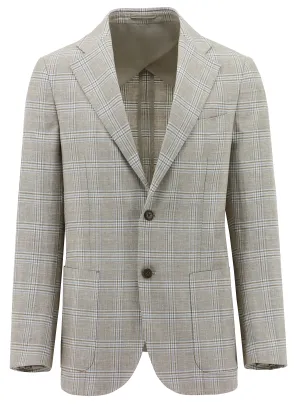 Genoa Beige Checked Sports Jacket Lightweight Warmth Core