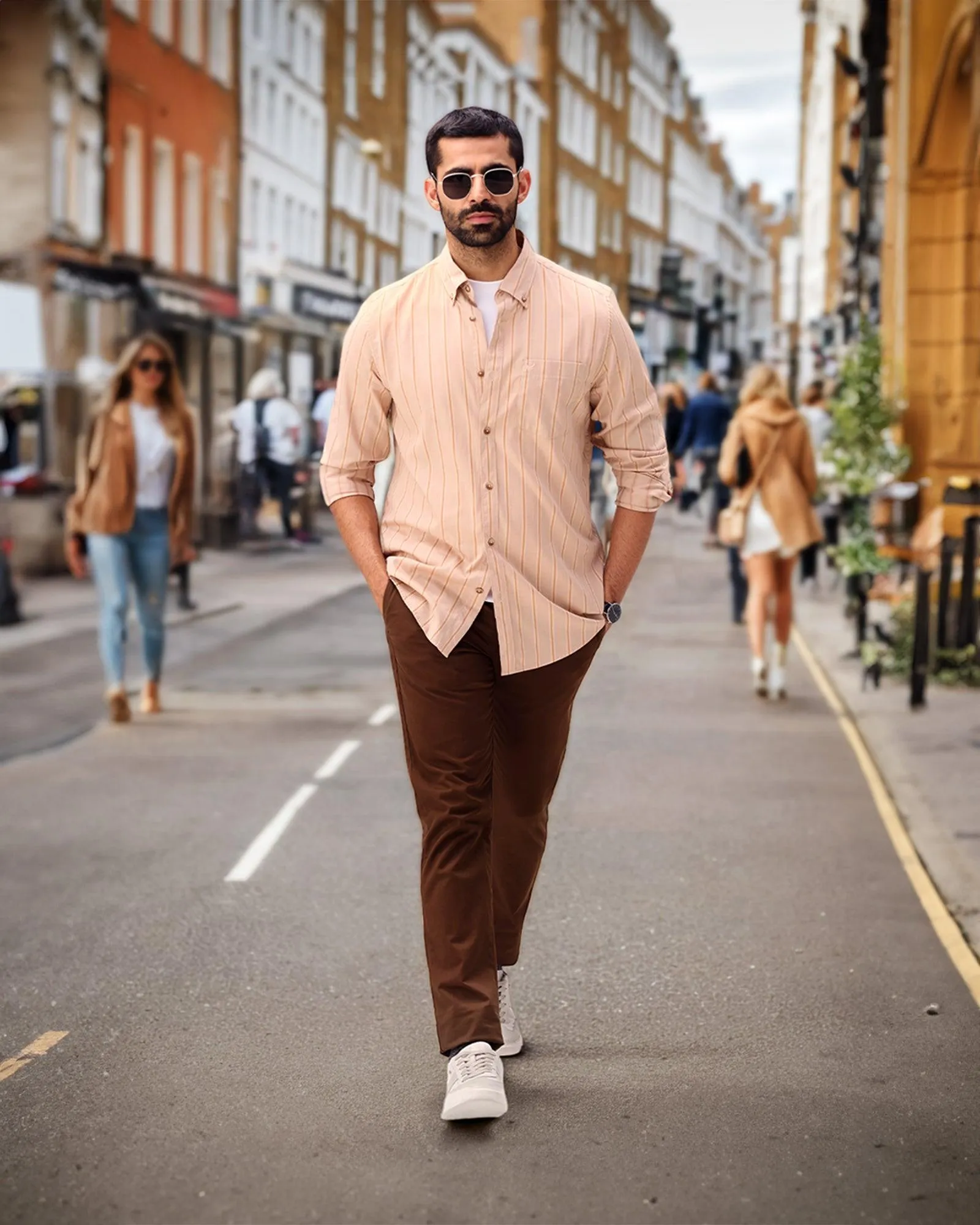 Slim Fit B-91 Casual Brown Solid Khakis - Marico Comfy Style CompressionSupport