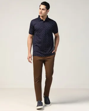 Slim Fit B-91 Casual Brown Solid Khakis - Marico Layered Panel Design