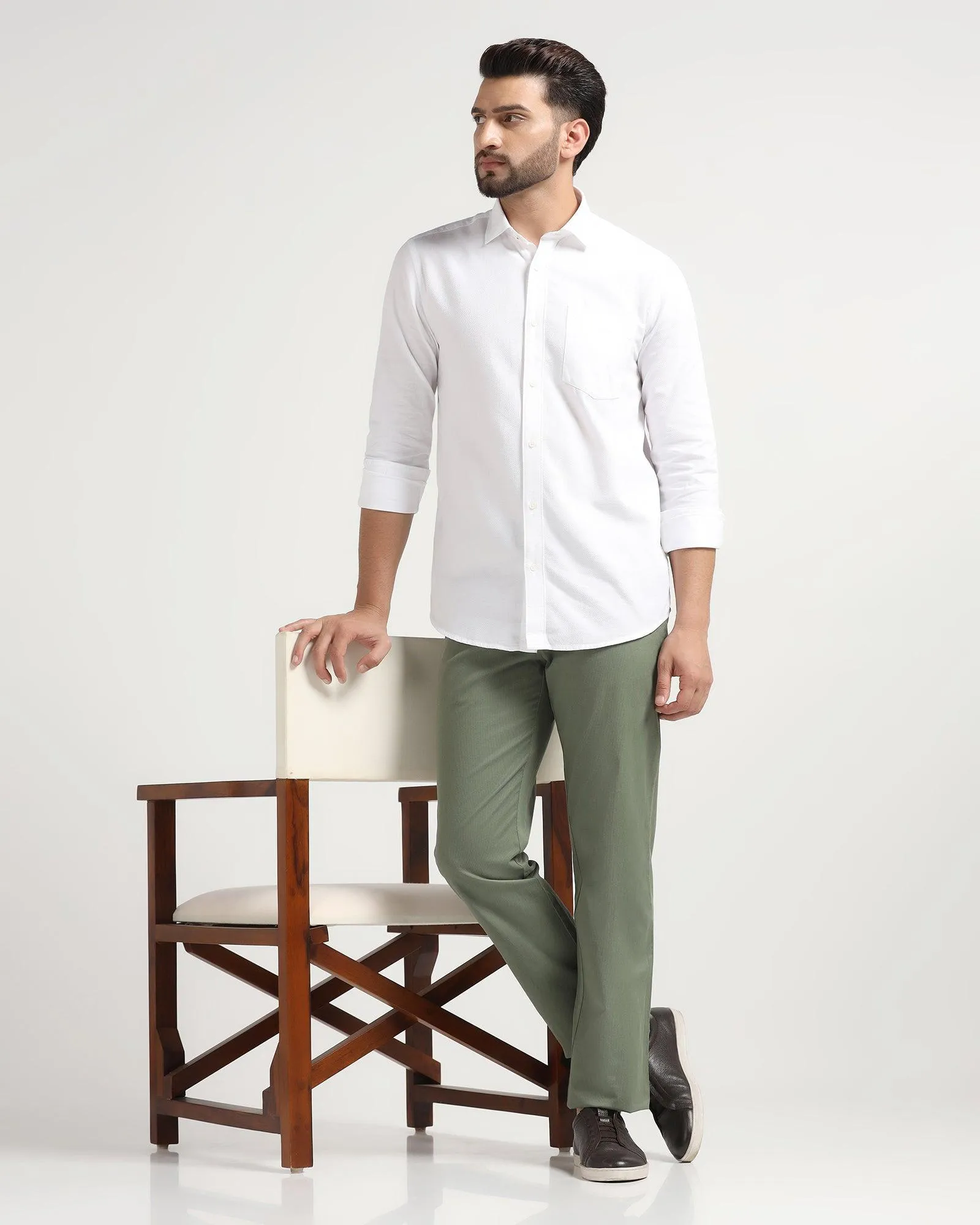 Core Support Straight B-90 Casual Olive Solid Khakis - Kris