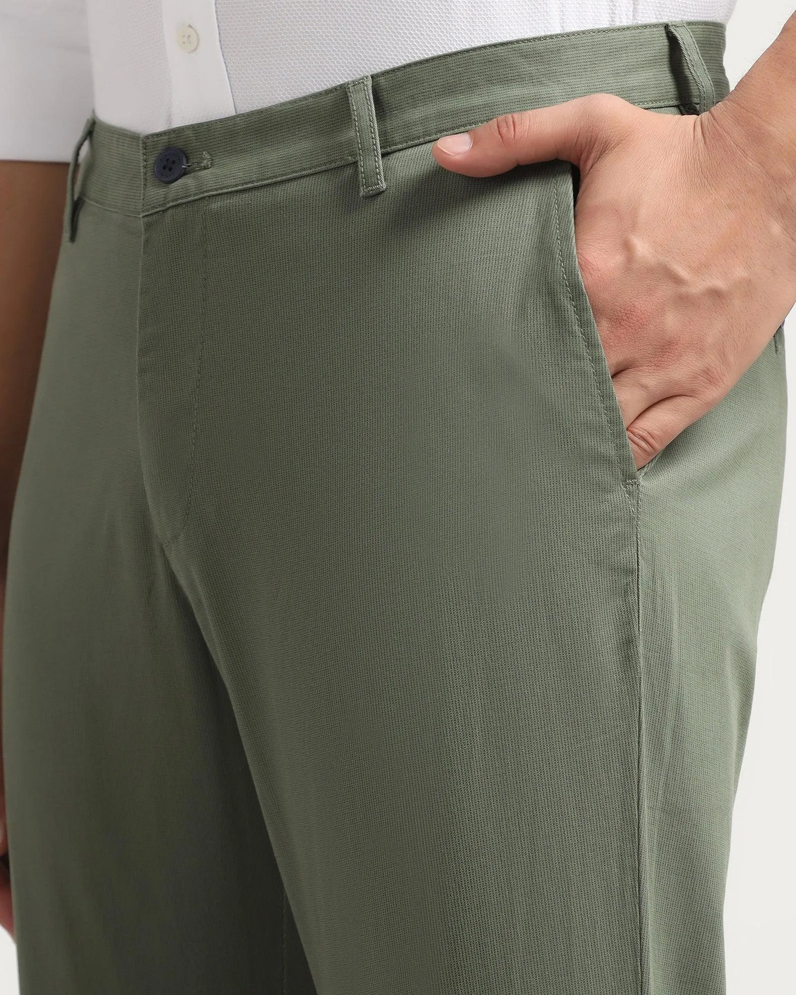 Casual Essentials Straight B-90 Casual Olive Solid Khakis - Kris