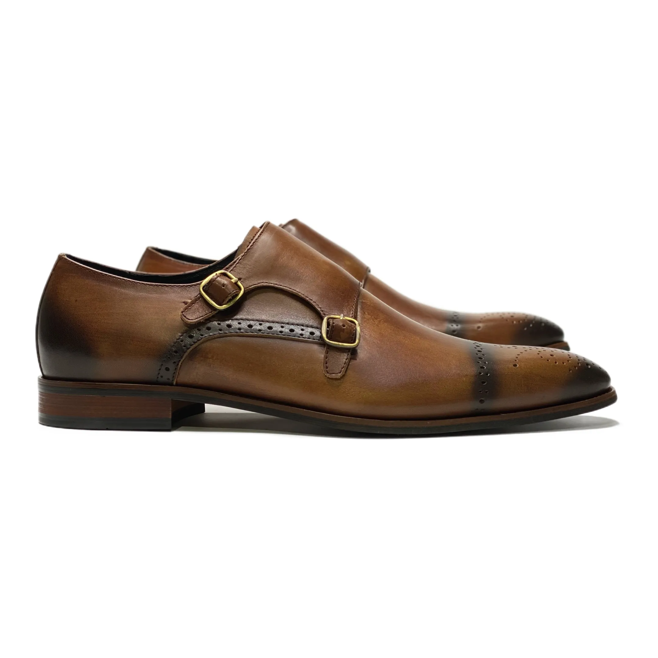 Retro Shade Cross Office Zerah Double Monk Strap