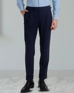 Pleated Vitale Barberis Canonico - 4 Ply Tropical Wool: Dark Indigo Dress Pant windproof Casual Essentials