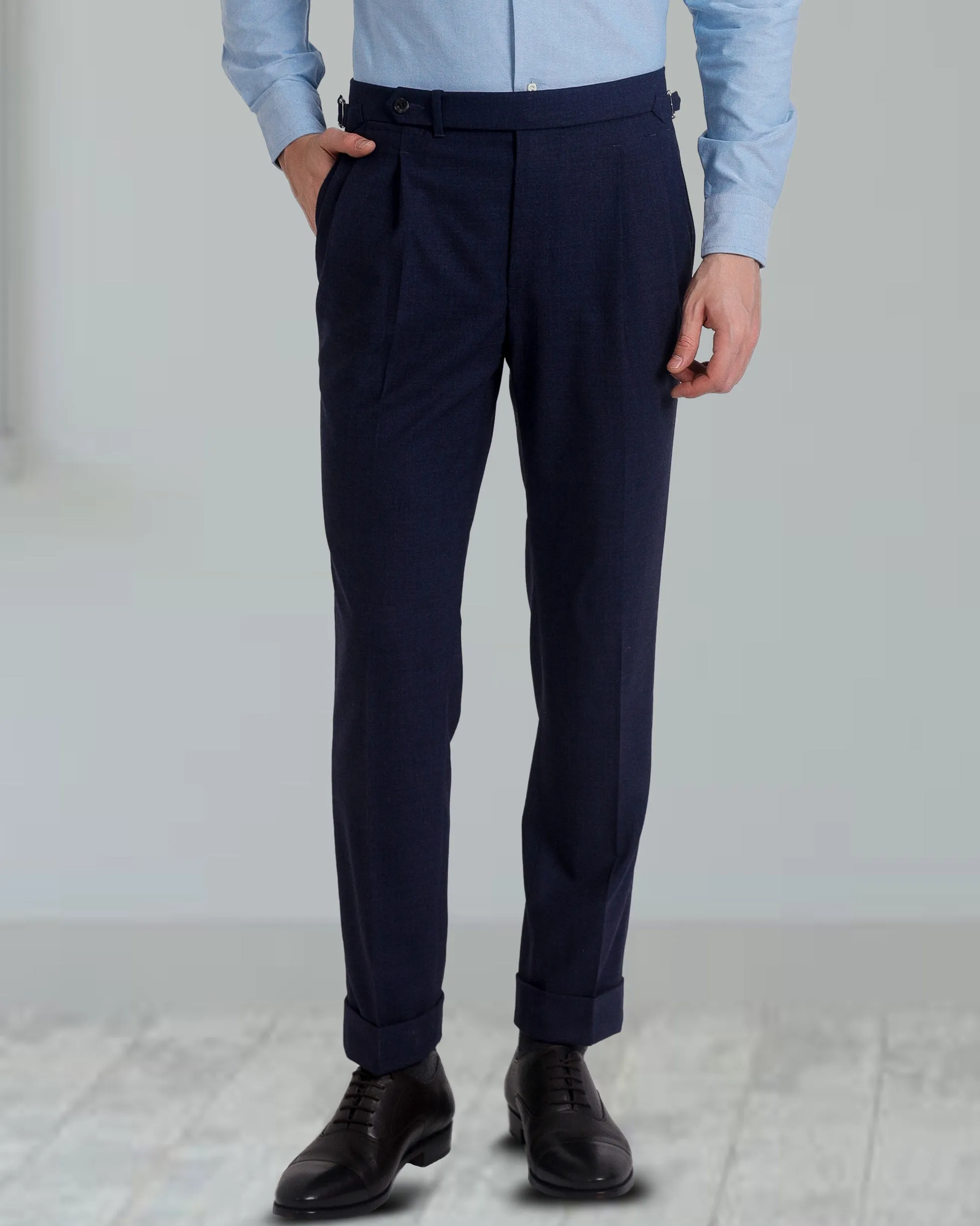 Breathable Comfort Fit Fashionable Cut Pleated Vitale Barberis Canonico - 4 Ply Tropical Wool: Dark Indigo Dress Pant