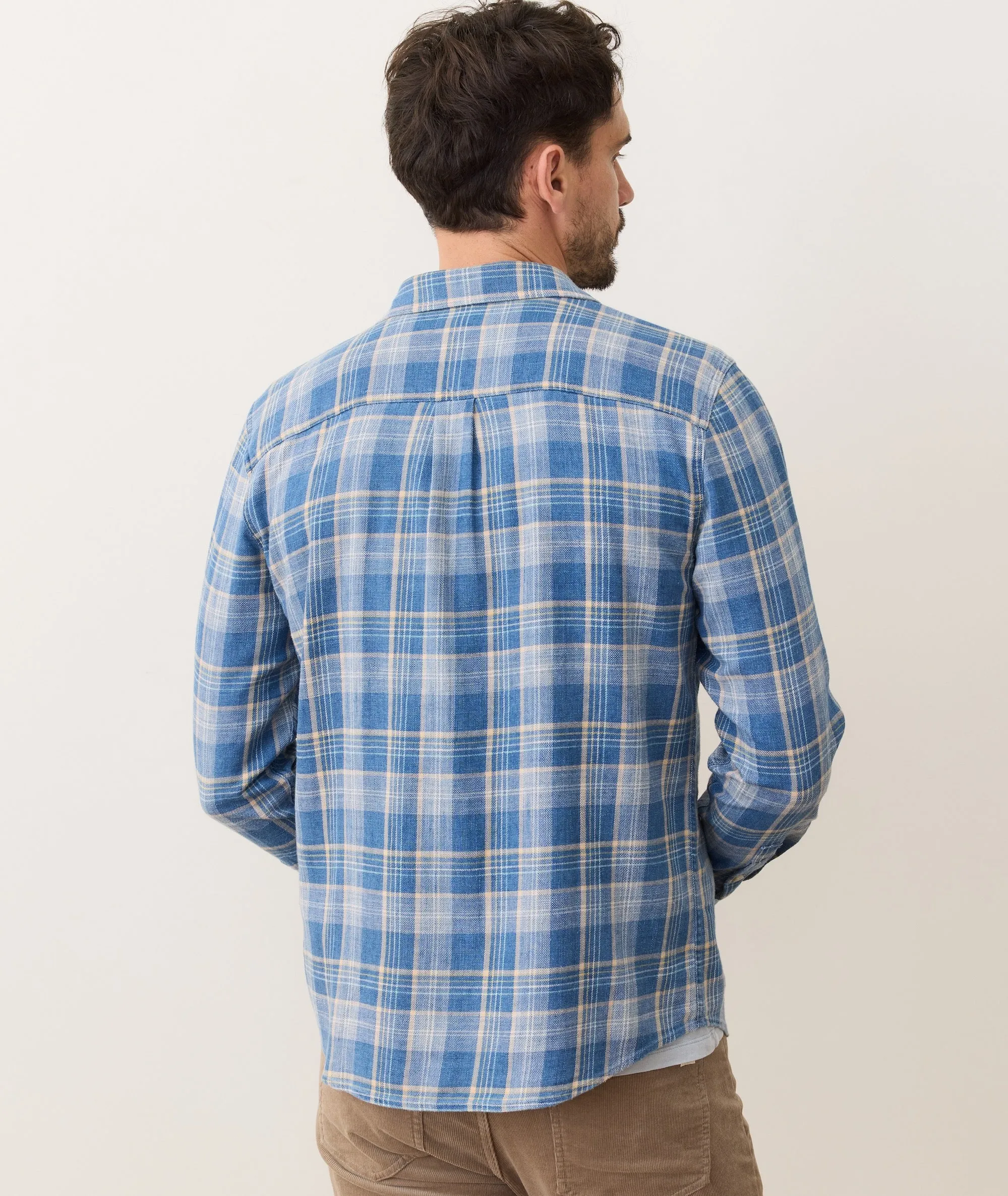 Glam Night Stretch Selvage Shirt - Blue/Indigo Plaid