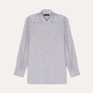 Brown Stripe Poplin Spread Collar Shirt Beach Ready
