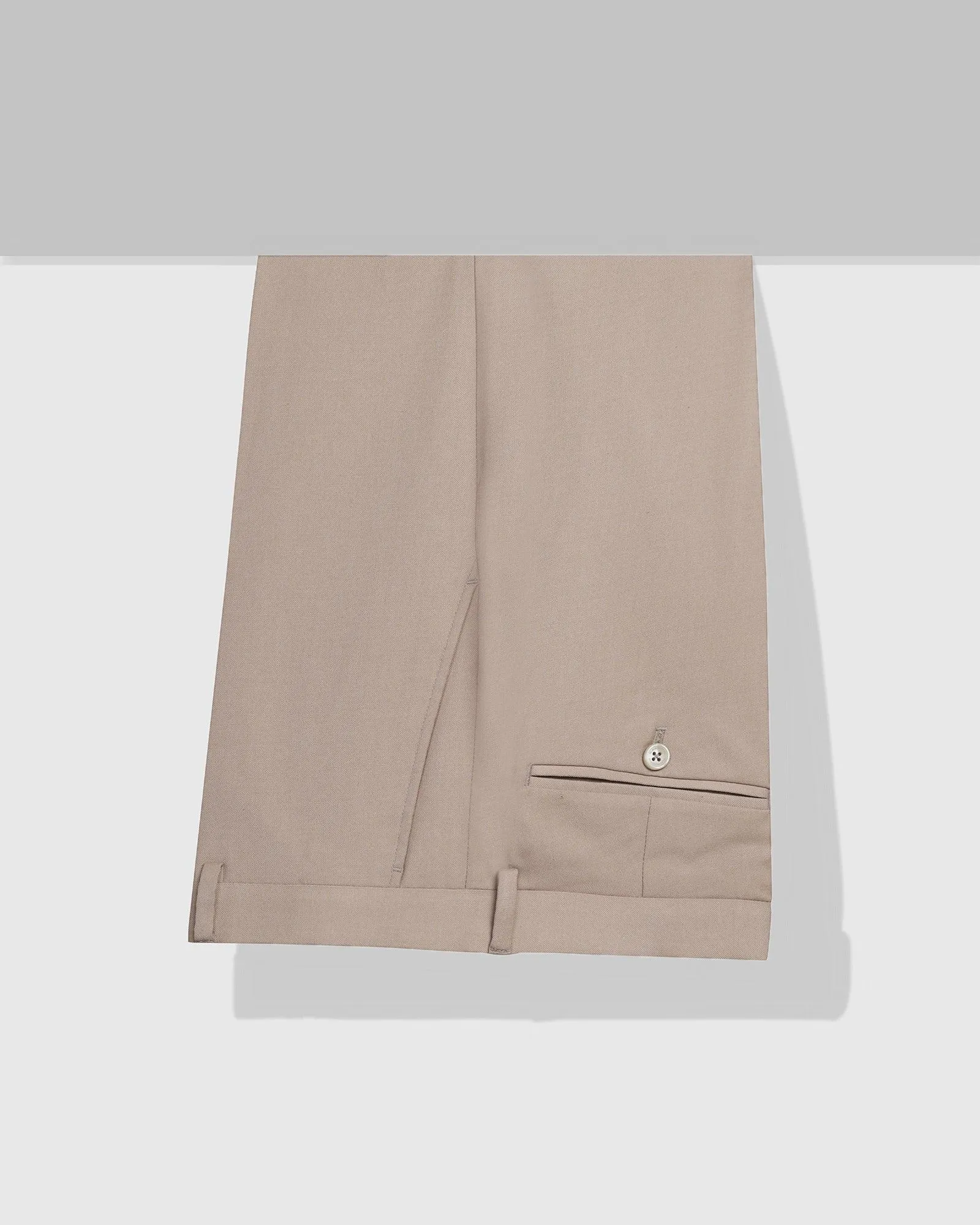 ReinforcedKnees Layered Protection Slim Comfort B-95 Formal Beige Solid Trouser - Eldorado
