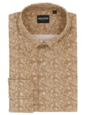 Liberty Casual Brown Leaf Print Shirt Gradient effect Sophisticated Elegance