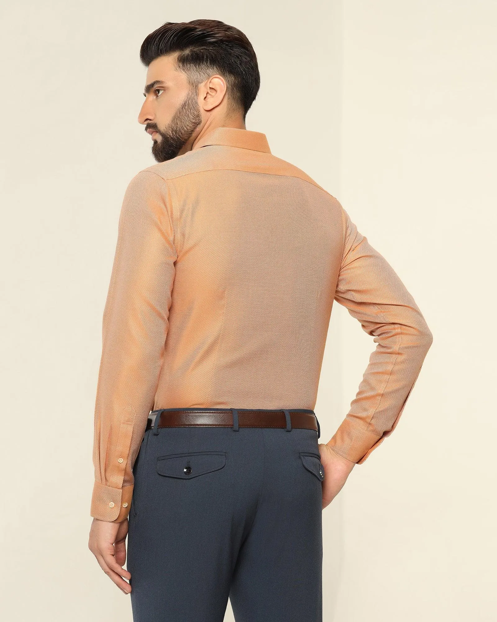 Formal Yellow Textured Shirt - Quint No Bulk Layering System Contemporary Design