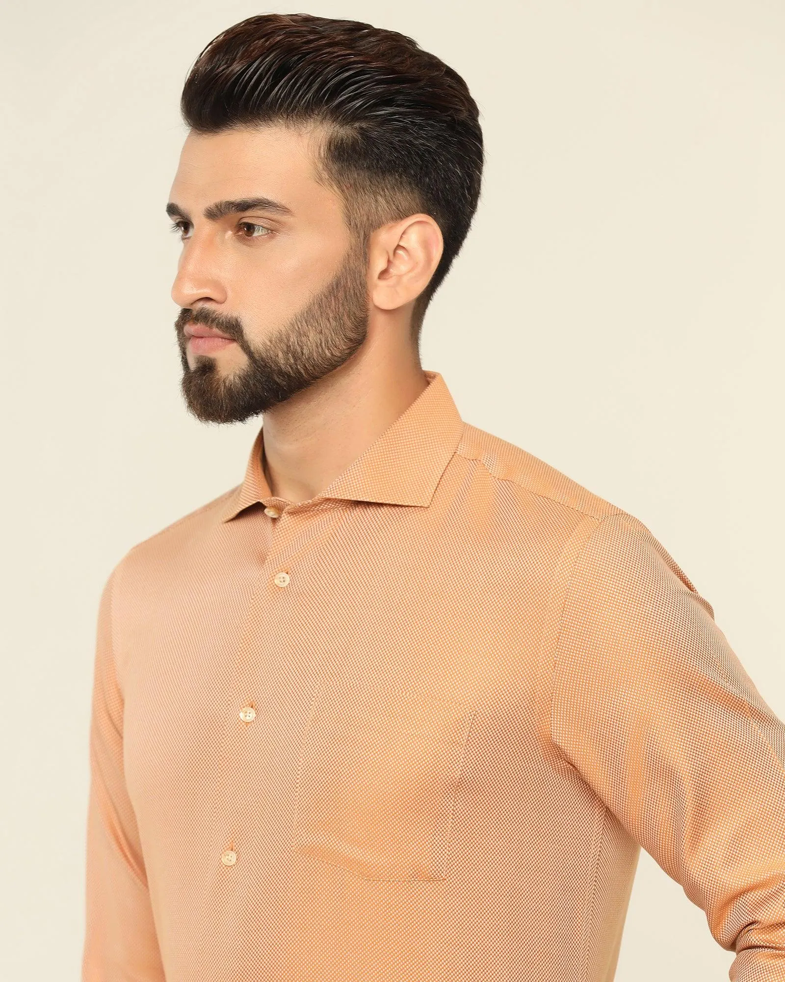 Spring Trend Formal Yellow Textured Shirt - Quint
