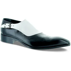 Lift Boost Jo Ghost Black White Leather Side Monk-Strap Shoes