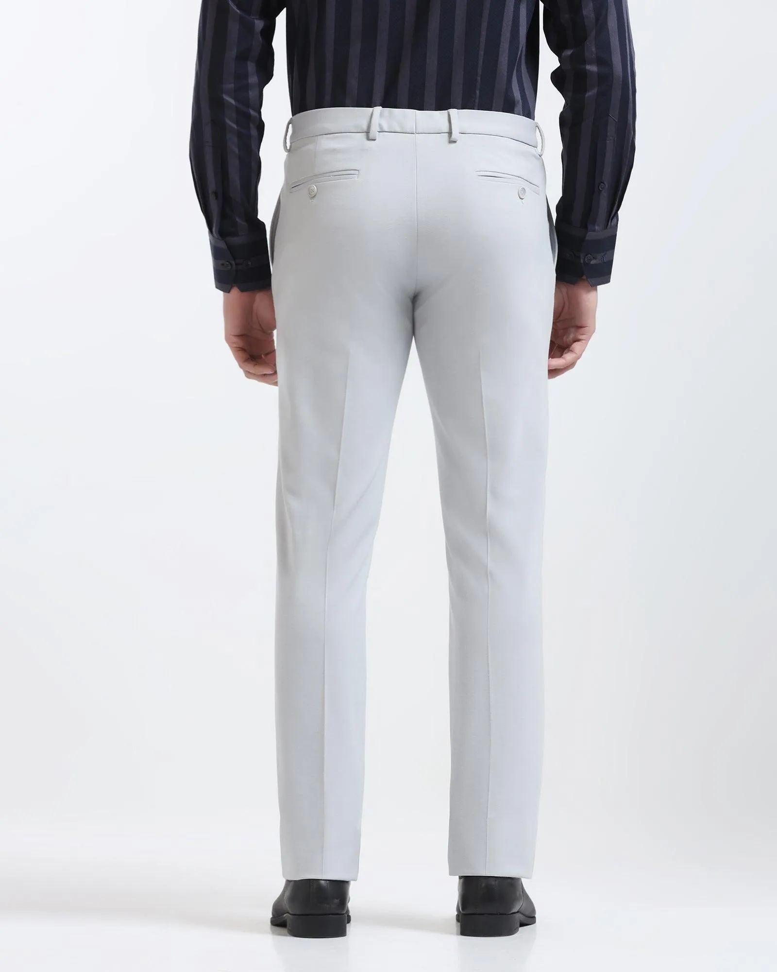 Modern Waist Slim Comfort B-95 Formal Light Grey Solid Trouser - Raider