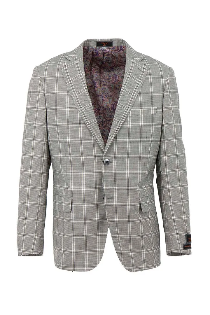 Down Filled MeshLinedVents Tiglio Luxe Black and White Houndstooth with Windowpane Dolcetto Modern Fit, Pure Wool Jacket TL4225