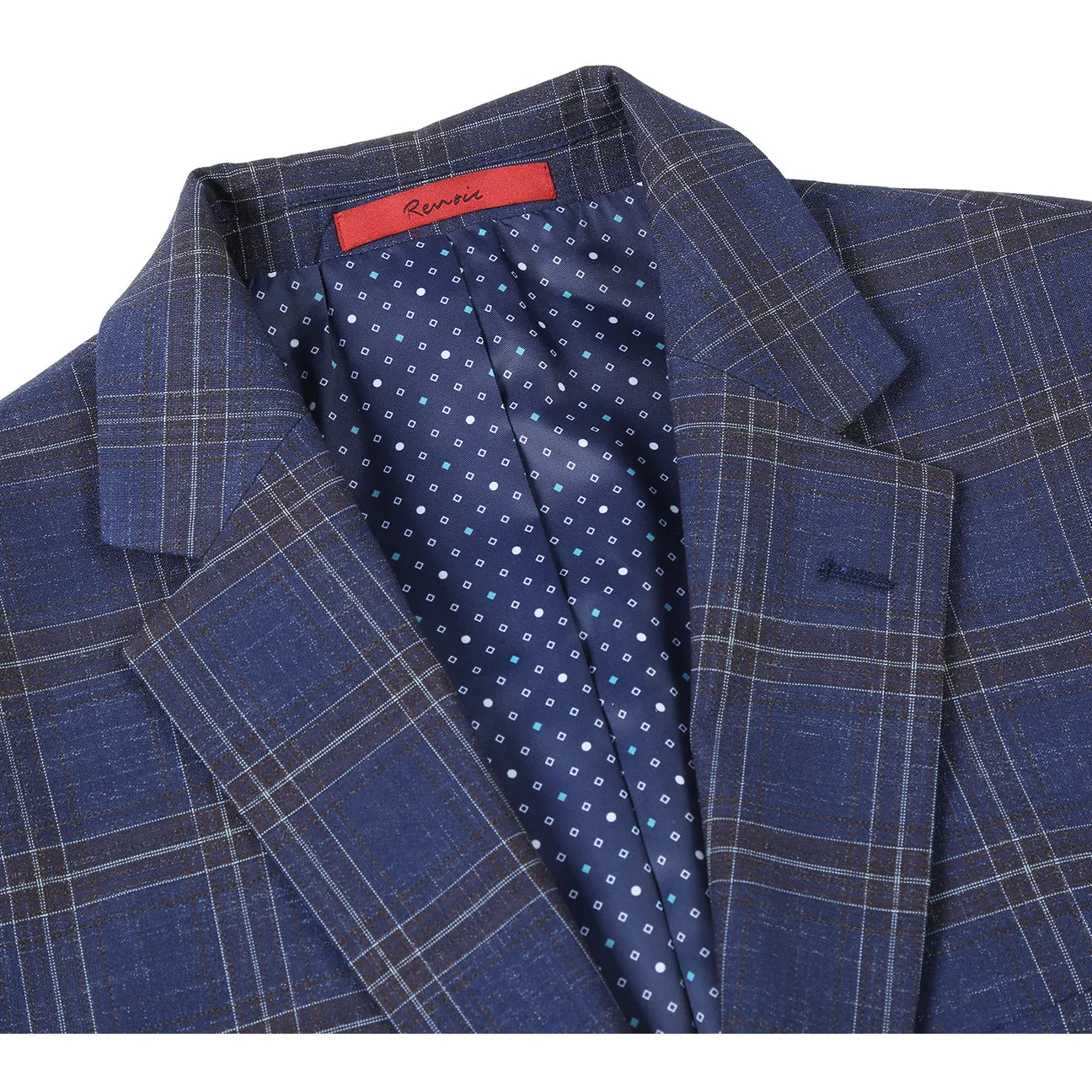 Frictionless Zipper Tracks PFC Free Waterproofing Alessandro Vitello by Renoir Slim Fit Blazer Blue 294-19