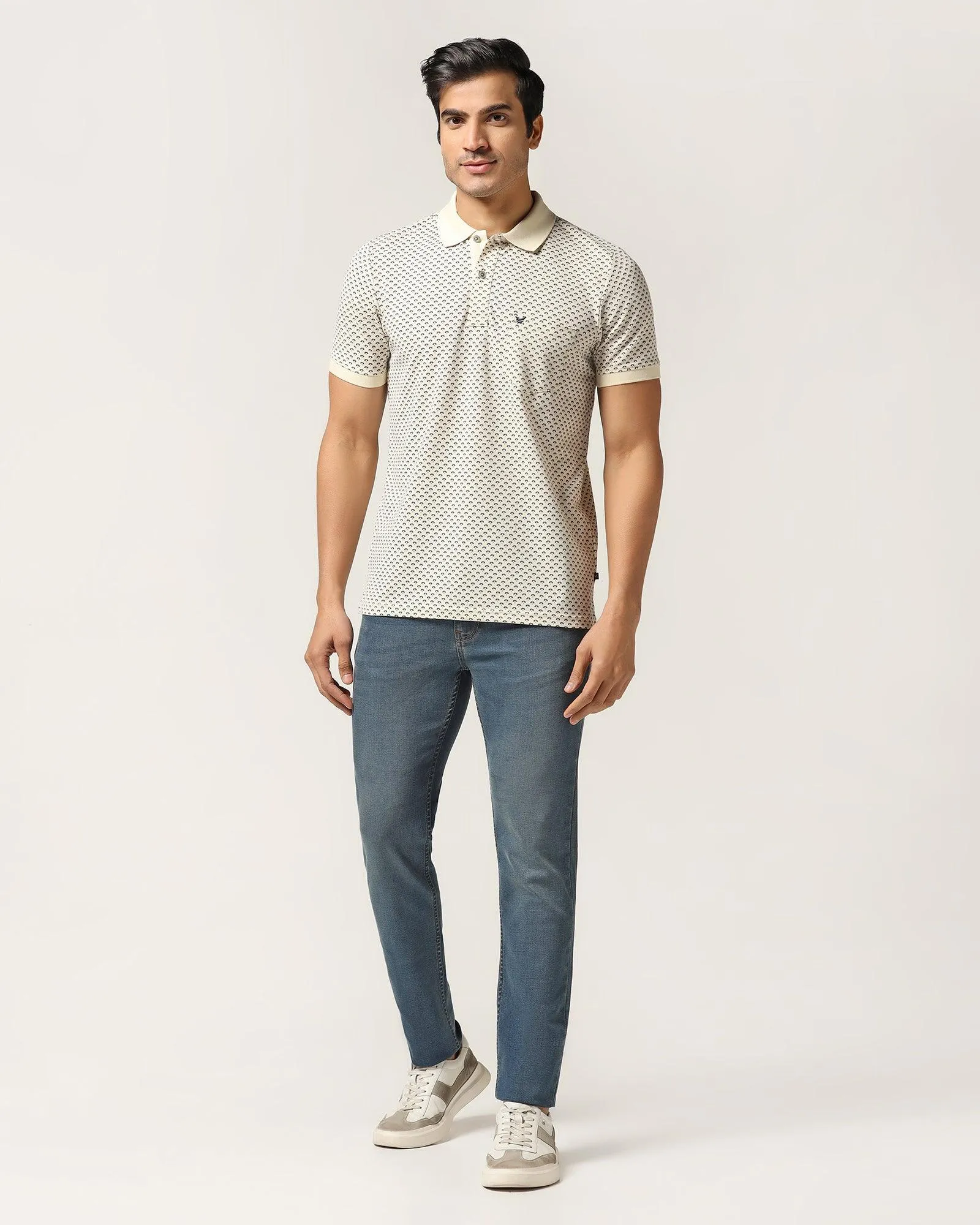 Relaxed Style Work Ready Outdoor Enthusiast Slim Yonk Fit Indigo Blue Textured Jeans - Alfred