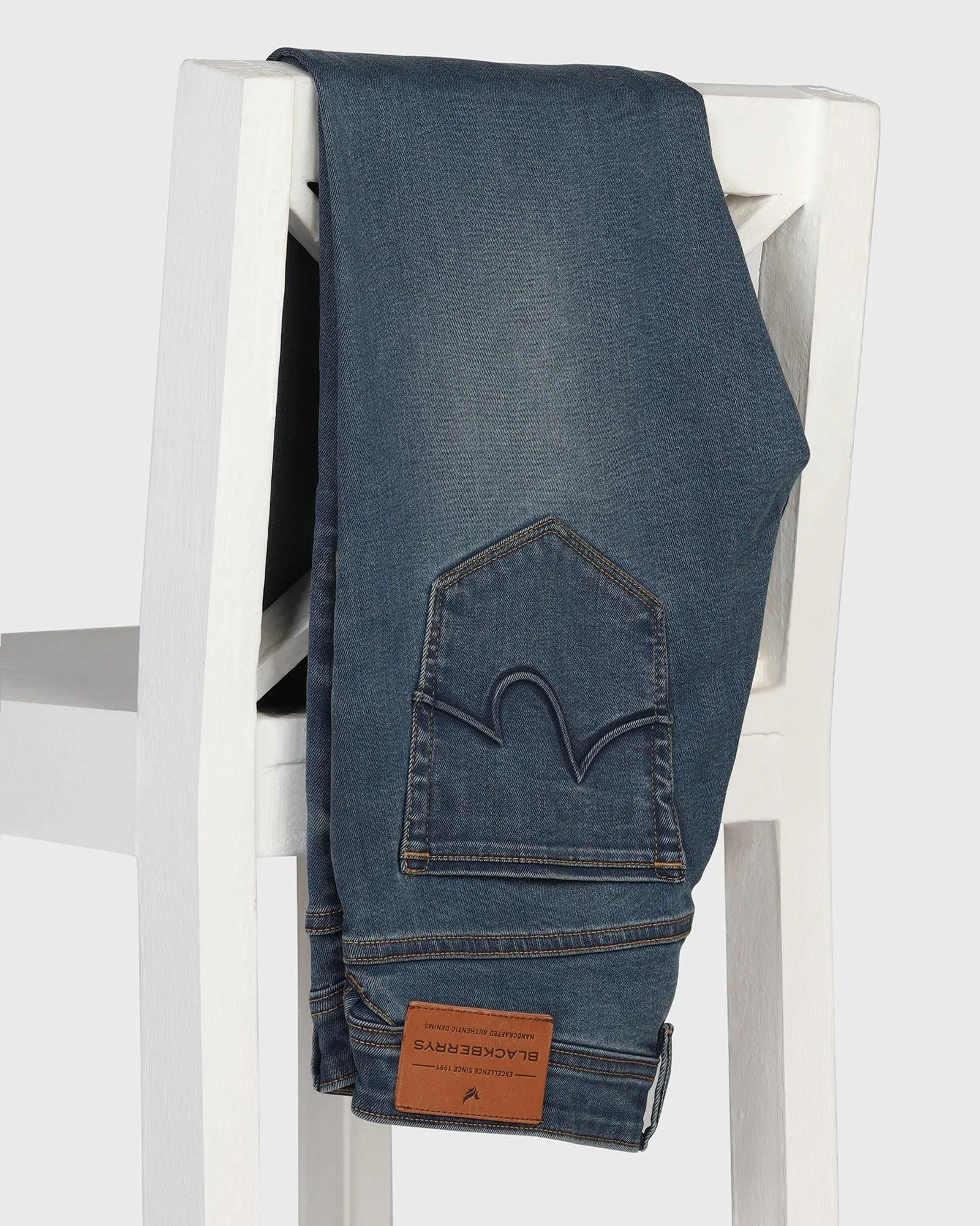 Daily Fashion Neutral Piece Slim Yonk Fit Indigo Blue Textured Jeans - Alfred