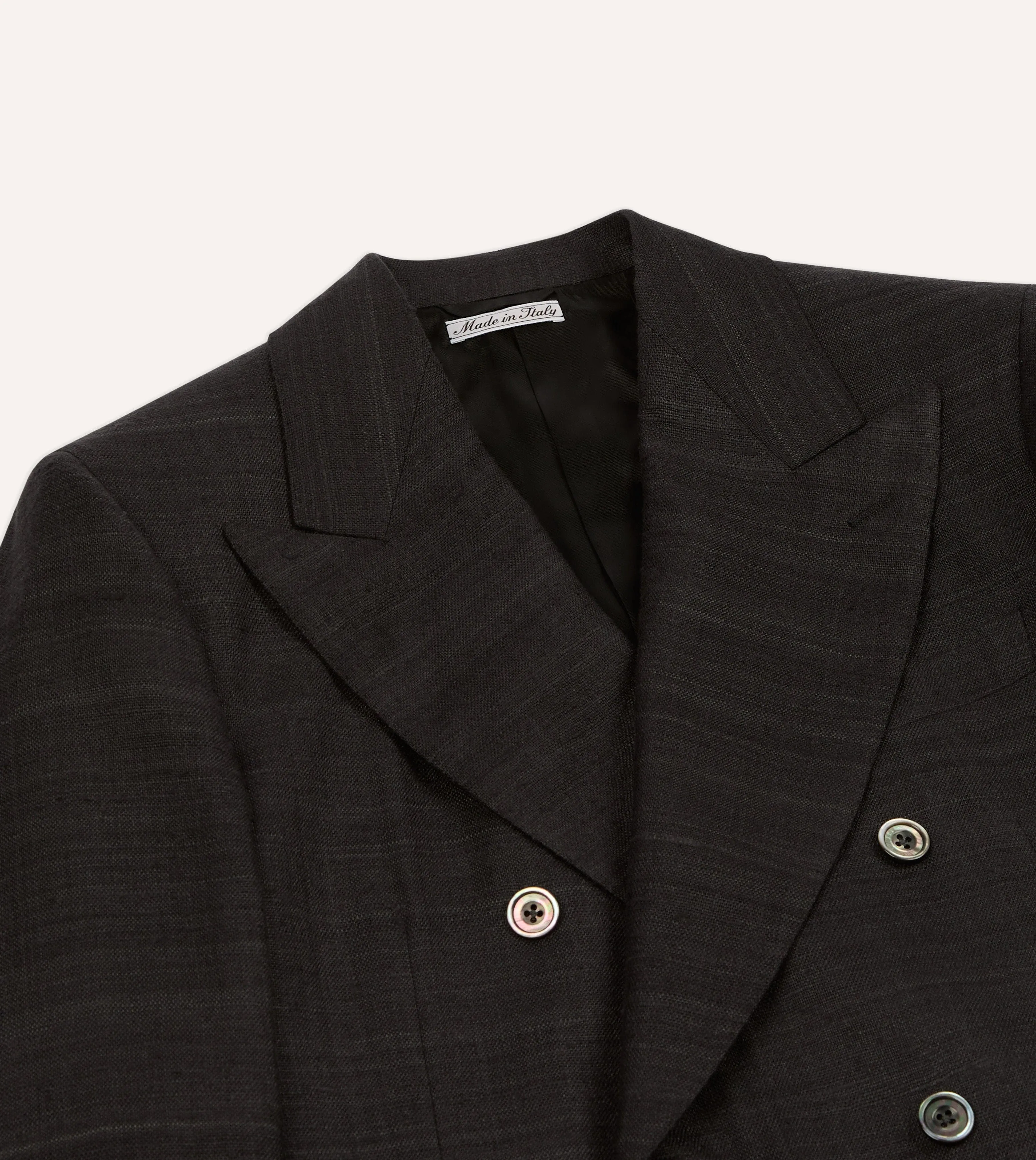 Black Tussah Silk Double-Breasted Evening Jacket Lightweight Material