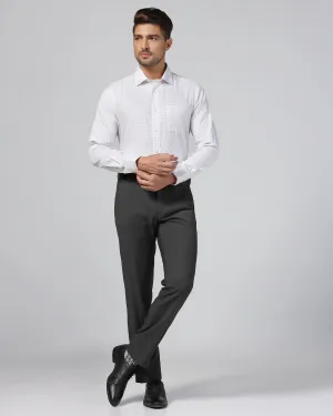 Clean Finish Slim Comfort B-95 Formal Charcoal Solid Trouser - Eldorado