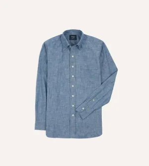 Stretch Material Ethical production Blue Chambray Long Point Collar Shirt