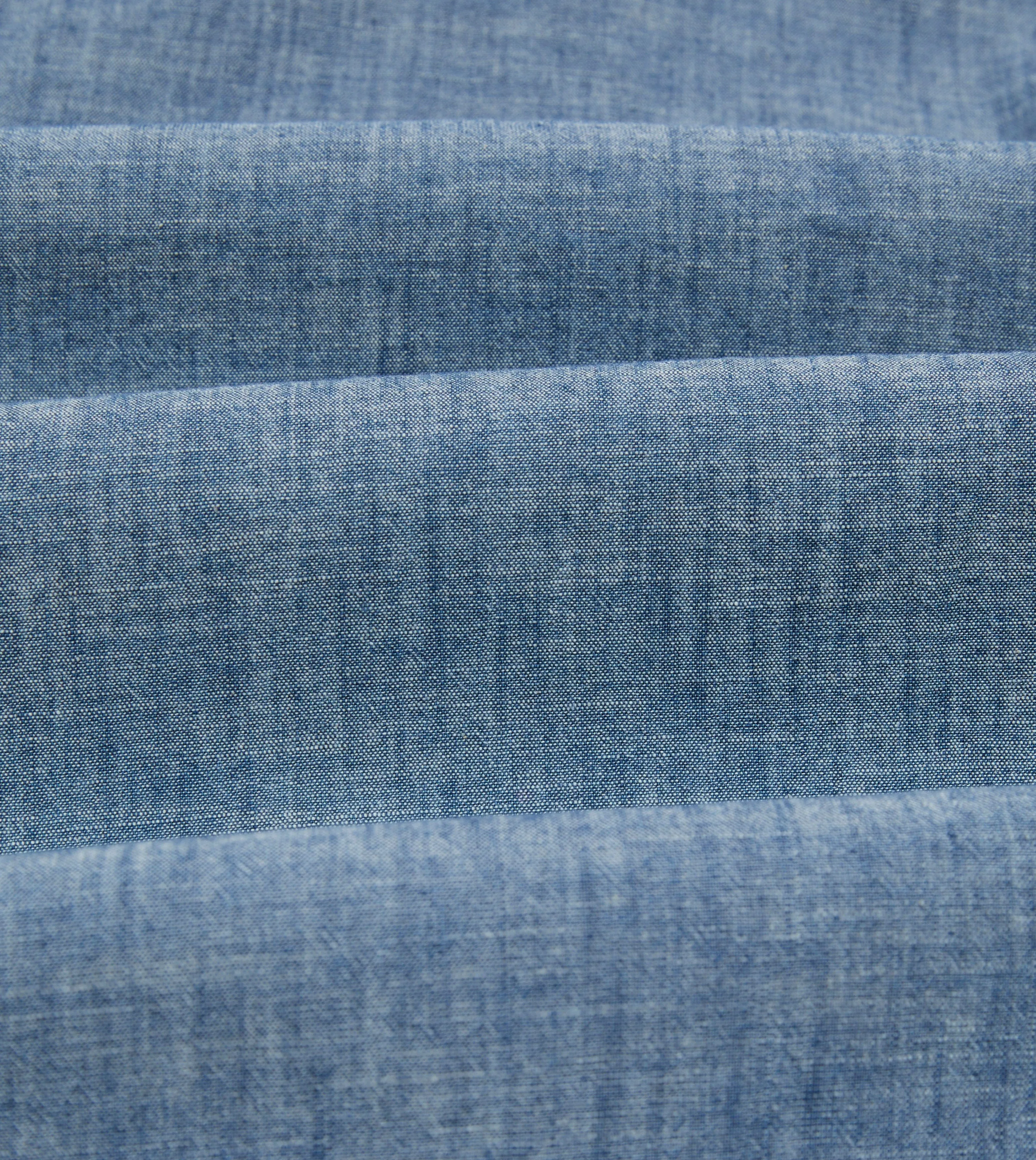 Blue Chambray Long Point Collar Shirt Minimalist Style Customizable Design