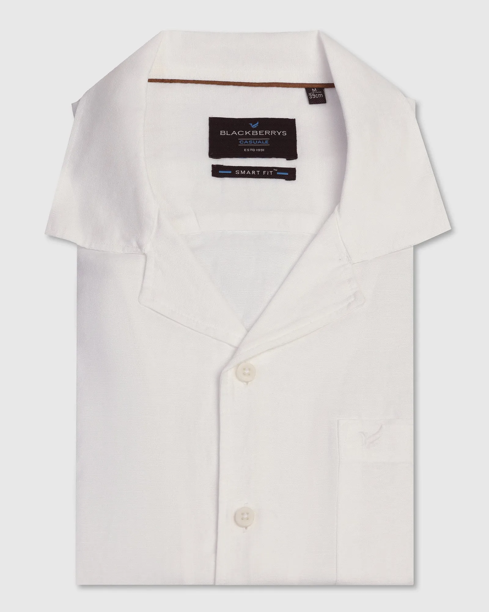 Edgy Fashion Weekend Style Casual Half Sleeve White Solid Shirt - Maison