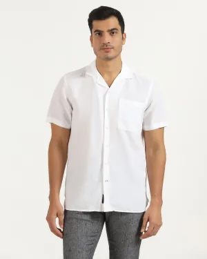 Casual Half Sleeve White Solid Shirt - Maison Smart Look
