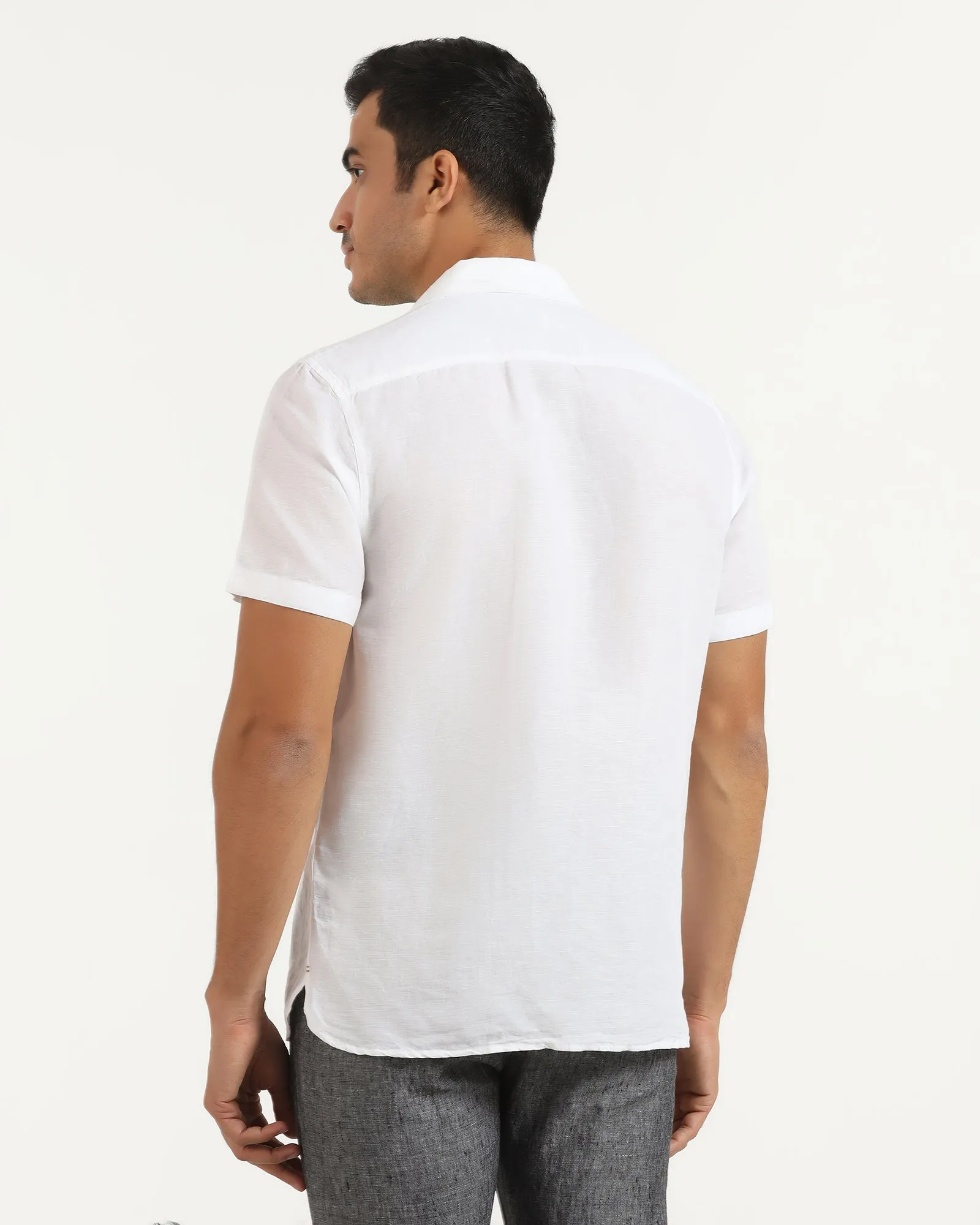 Casual Half Sleeve White Solid Shirt - Maison Multipurpose Utility