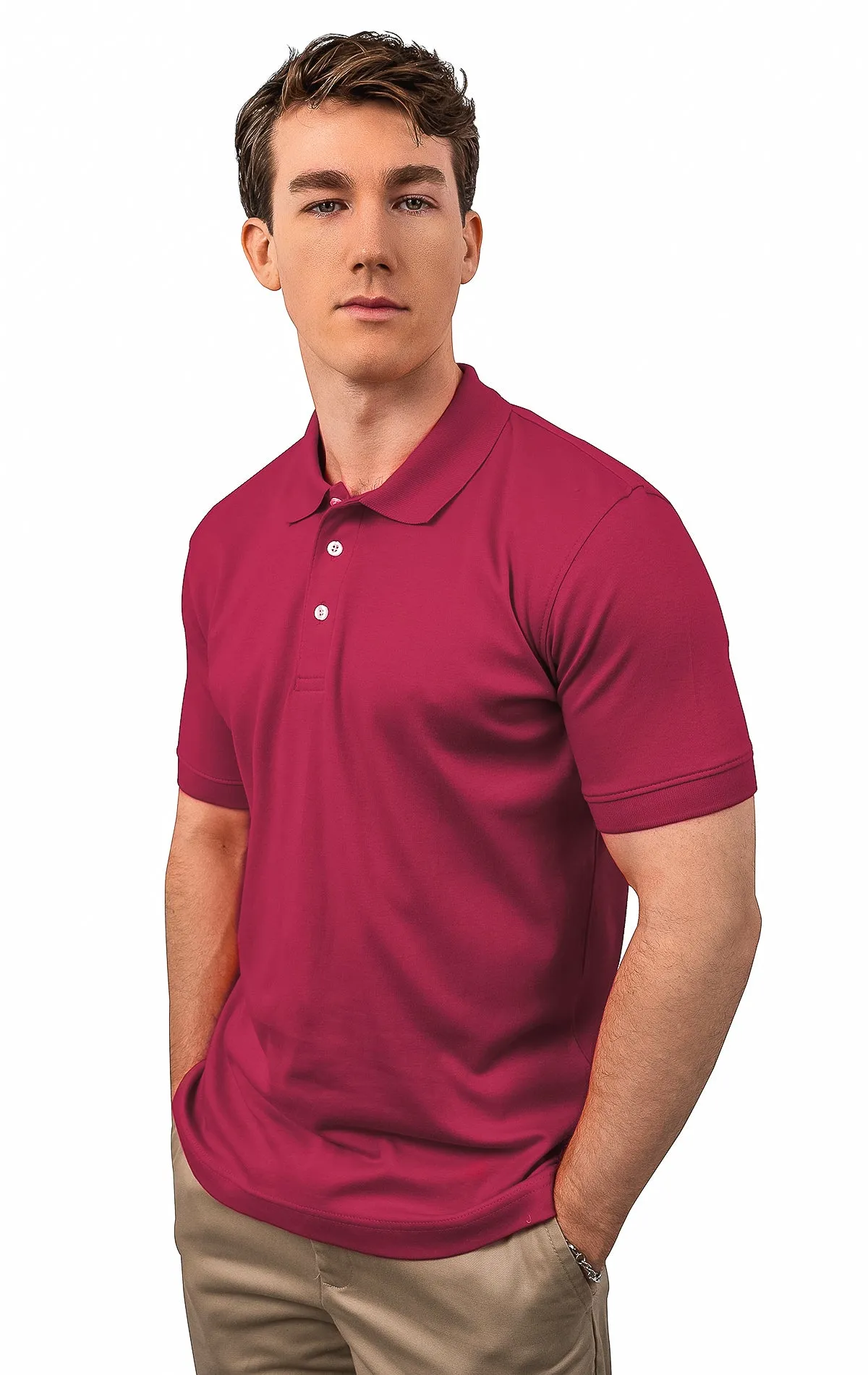 Yarn Dyed Collar CLEOCOTTON BURGUNDY POLO SHIRT