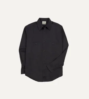 Clean Edge Trim Big Yank '1920' Indigo Cotton-Linen Twill Flyer Shirt