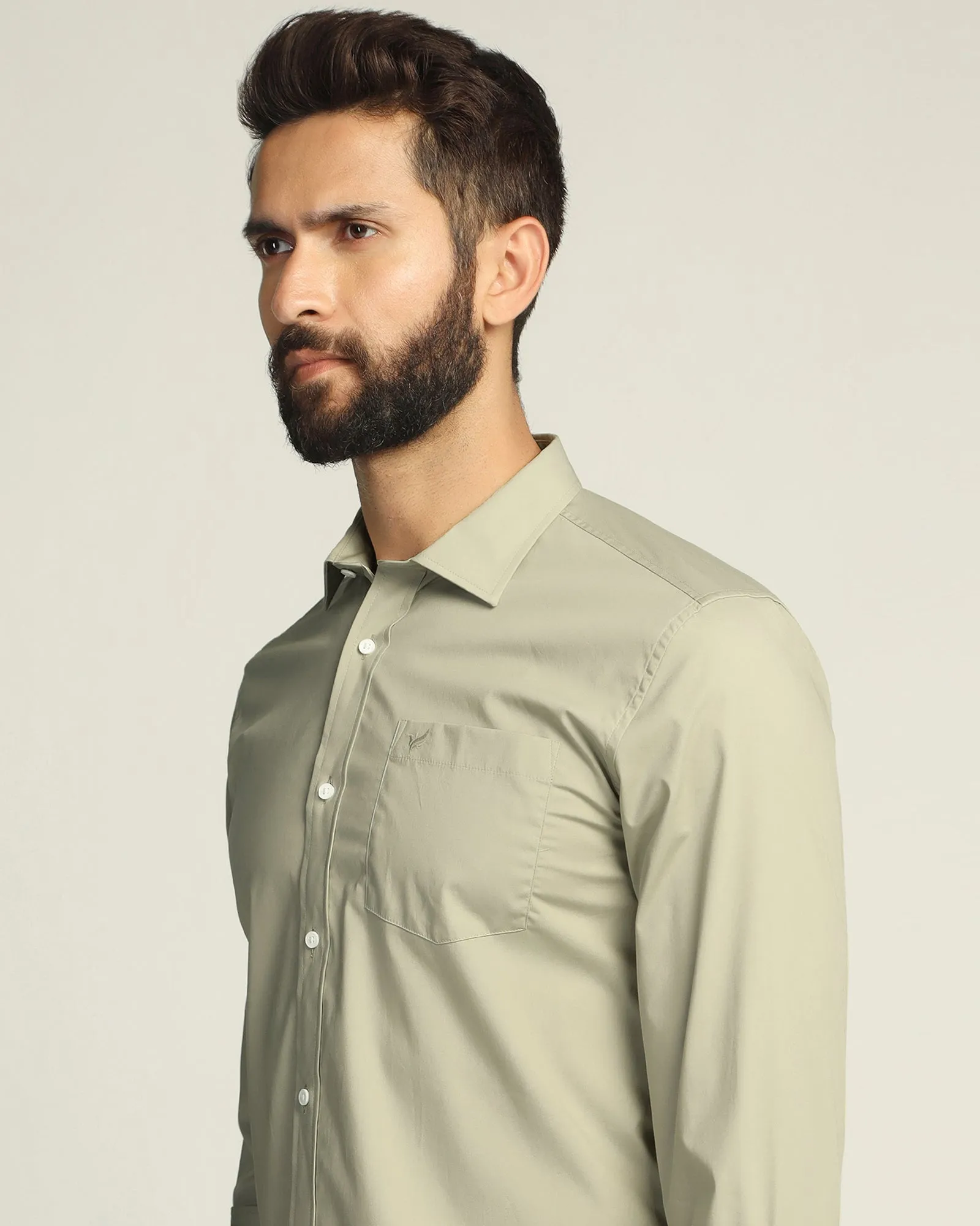 Casual Light Olive Solid Shirt - Lujo Trendsetter Choice
