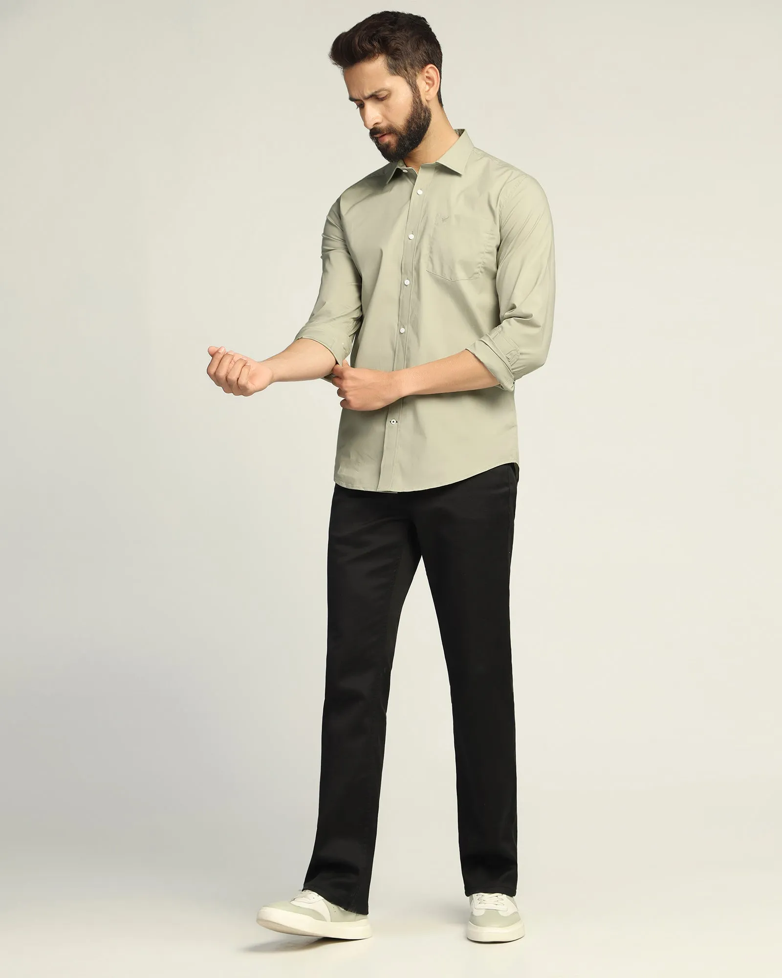 Casual Light Olive Solid Shirt - Lujo Wardrobe Essential Timeless elegance