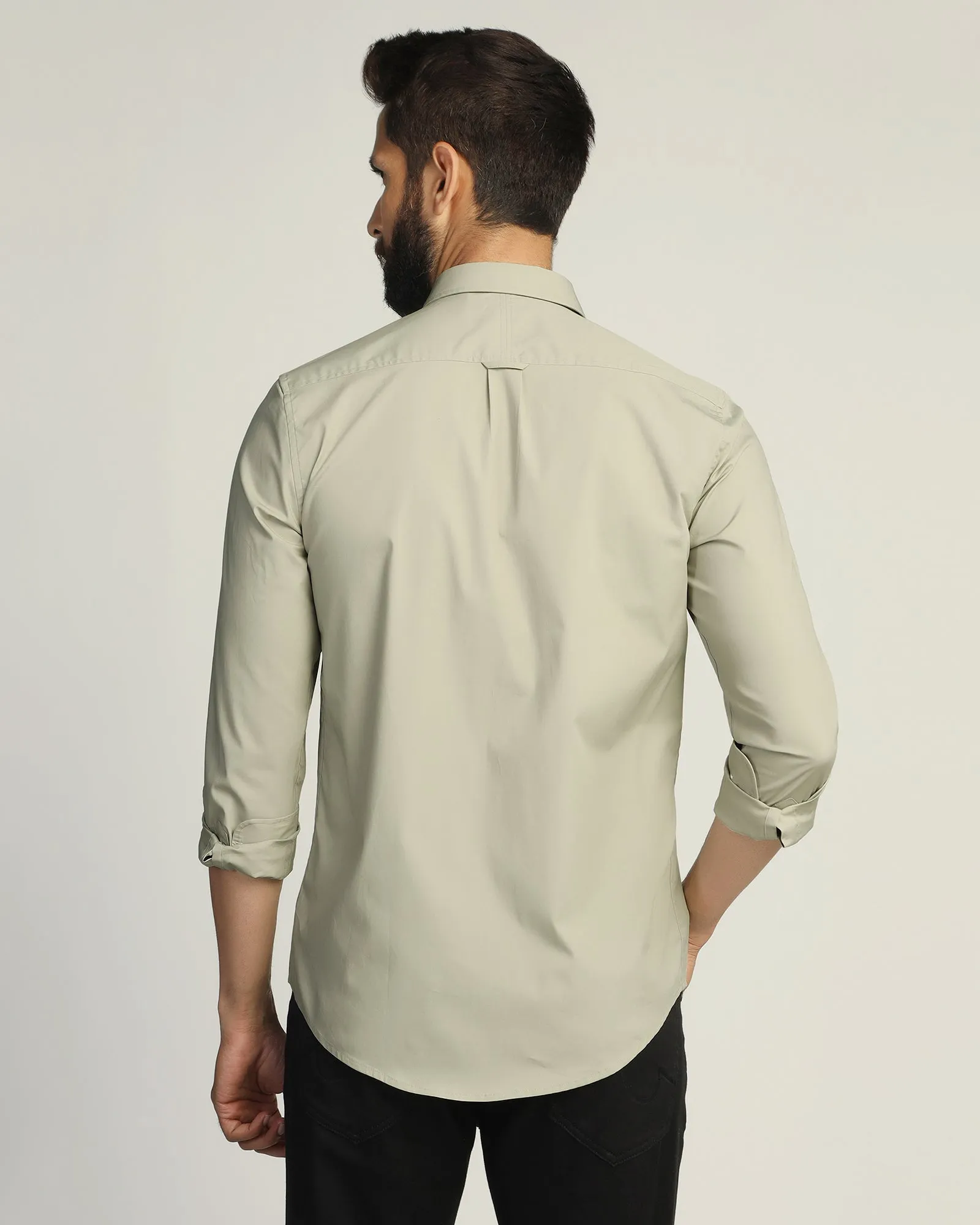 Casual Light Olive Solid Shirt - Lujo Pullover Design Anniversary Celebration